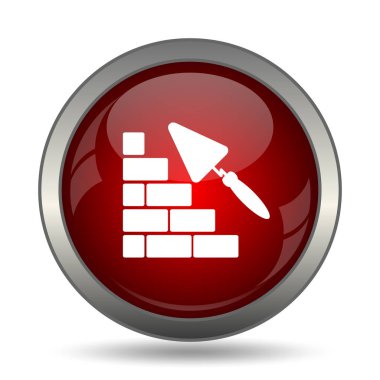 Bina duvar simgesi. Beyaz arka plan üzerinde Internet düğmesi
