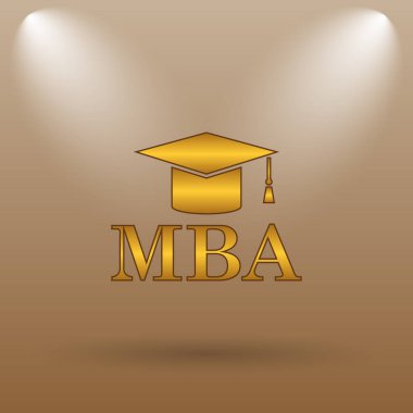 MBA simgesi. Kahverengi zemin Internet düğmesini