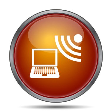 Kablosuz dizüstü simgesi. Beyaz arka plan üzerinde Internet düğmesi