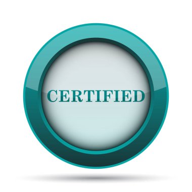 Sertifikalı simgesi. Beyaz arka plan üzerinde Internet düğmesi