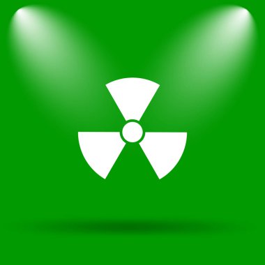 Radyasyon simgesi. Yeşil renkli butona Internet