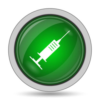 Şırınga simgesi. Beyaz arka plan üzerinde Internet düğmesi