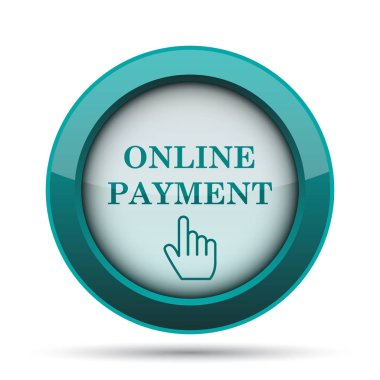 Online ödeme simgesi. Beyaz arka plan üzerinde Internet düğmesi
