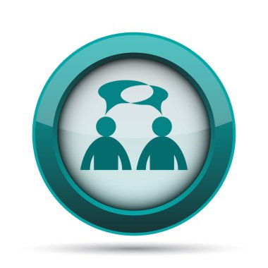 Yorumlar simgesine. Beyaz arka plan üzerinde Internet düğme. -Erkekler balon