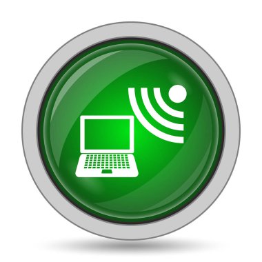 Kablosuz dizüstü simgesi. Beyaz arka plan üzerinde Internet düğmesi