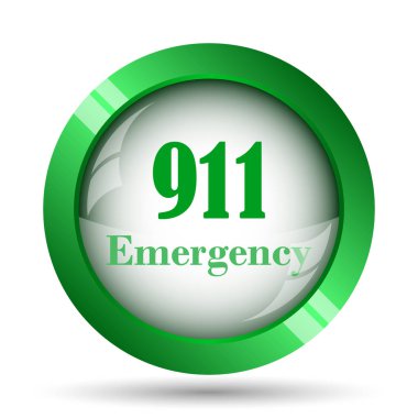 911 acil durum simgesi. Beyaz arka plan üzerinde Internet düğmesi