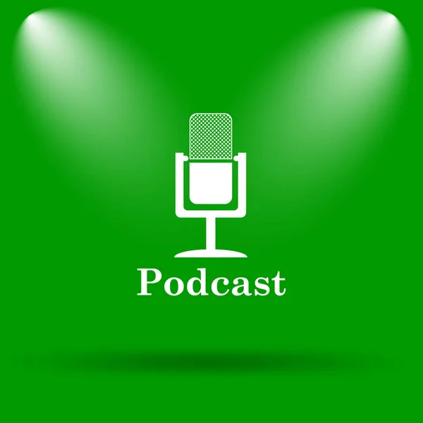 Icono Del Podcast Botón Internet Sobre Fondo Verde — Foto de Stock