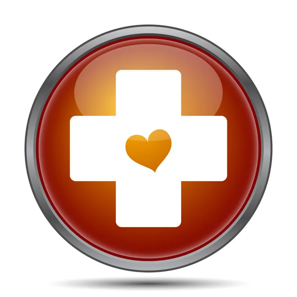 十字与心脏图标 白色背景上的互联网按钮 — 图库照片
