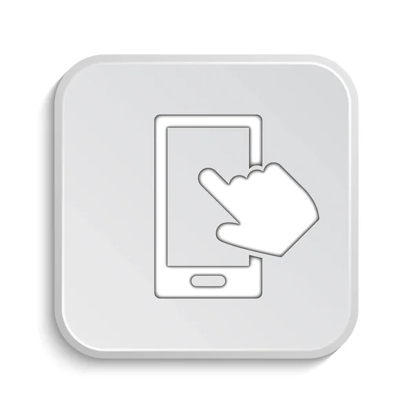 Smartphone Mit Handsymbol Internet Taste Auf Weißem Hintergrund — Stockfoto