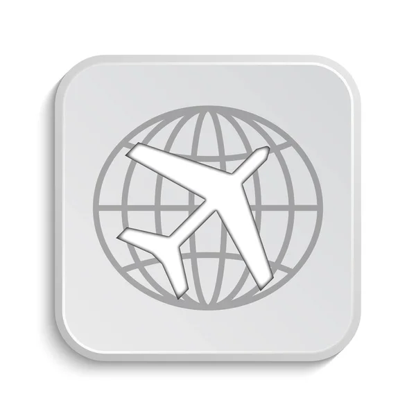 Ikona Podróży Przycisk Internet Białym Tle — Zdjęcie stockowe