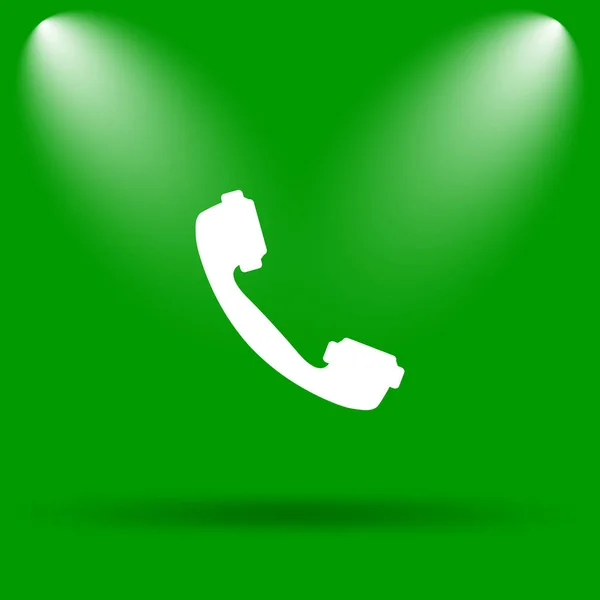 Telefoonpictogram Internet Knop Groene Achtergrond — Stockfoto