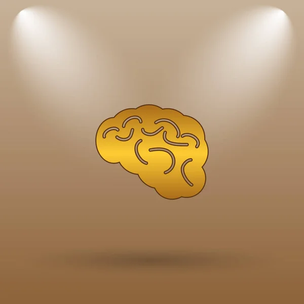Brain icon. Internet button on brown background
