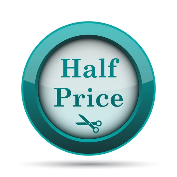 Half price icon. Internet button on white background