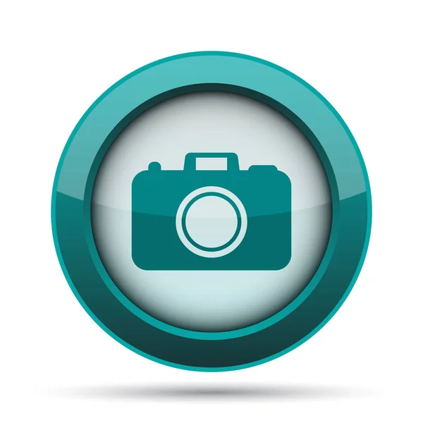 Foto Camera Pictogram Internet Knop Witte Achtergrond — Stockfoto