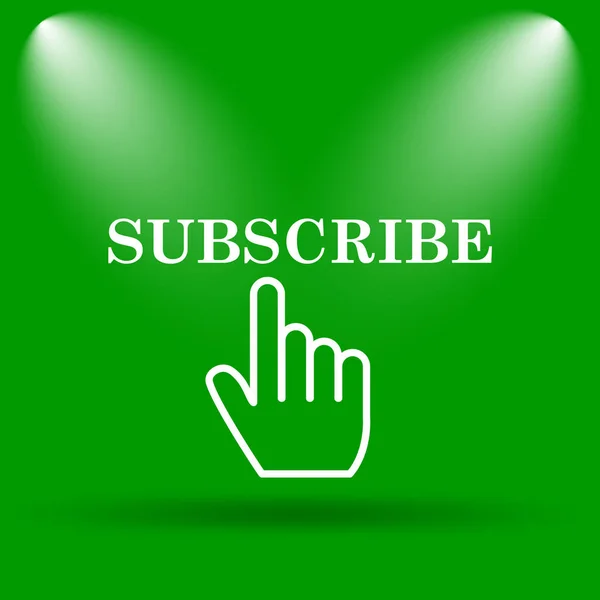 Subscribe icon. Internet button on green background