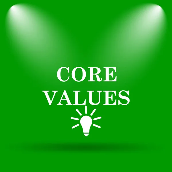 Core values icon. Internet button on green background
