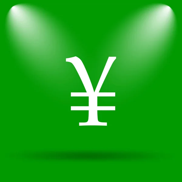 Icono Yen Botón Internet Sobre Fondo Verde —  Fotos de Stock