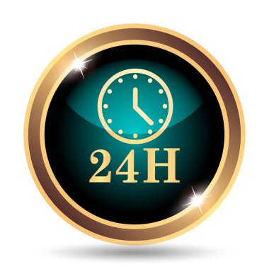 24h saat simgesi. Beyaz arka plan üzerinde Internet düğmesi