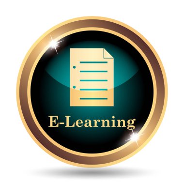 E-öğrenme simgesi. Beyaz arka plan üzerinde Internet düğmesi