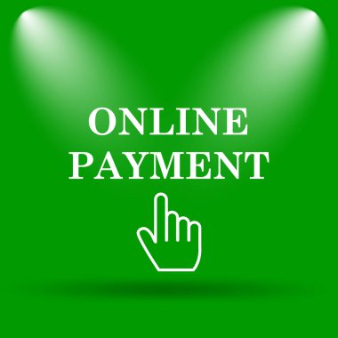 Online ödeme simgesi. Yeşil renkli butona Internet