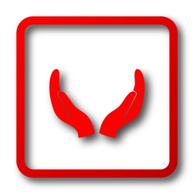 Eller simgesini korumak. Beyaz arka plan üzerinde Internet düğmesi