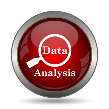Veri Analizi simgesi. Beyaz arka plan üzerinde Internet düğmesi