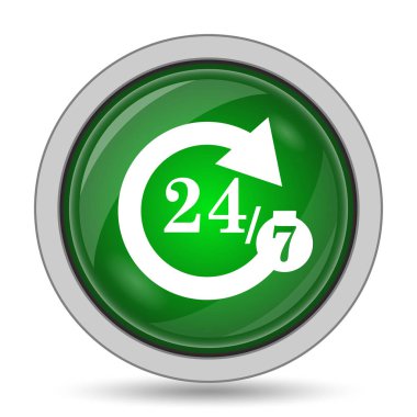 24/7 simgesi. Beyaz arka plan üzerinde Internet düğmesi