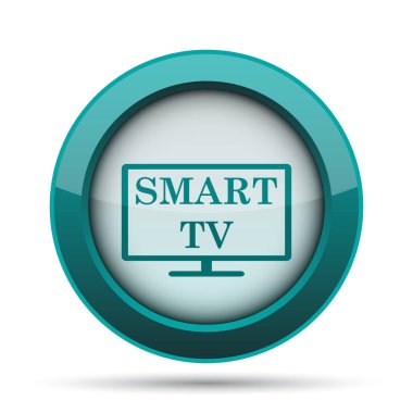 Akıllı tv simgesi. Beyaz arka plan üzerinde Internet düğmesi