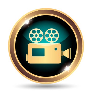 Video kamera simgesi. Beyaz arka plan üzerinde Internet düğmesi