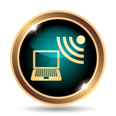 Kablosuz dizüstü simgesi. Beyaz arka plan üzerinde Internet düğmesi