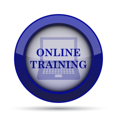 Çevrimiçi eğitim simgesi. Beyaz arka plan üzerinde Internet düğmesi