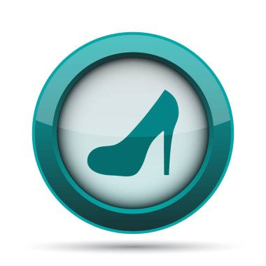 Yüksek topuk simgesi. Beyaz arka plan üzerinde Internet düğmesi