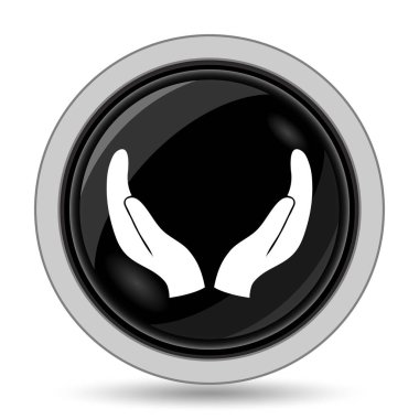 Eller simgesini korumak. Beyaz arka plan üzerinde Internet düğmesi