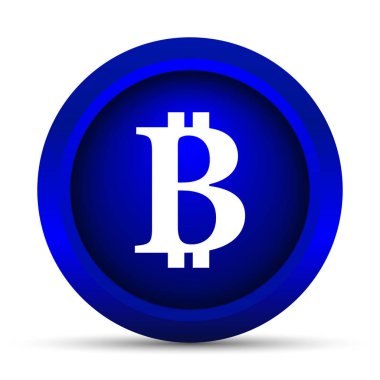 Bitcoin simgesi. Beyaz arka plan üzerinde Internet düğmesi