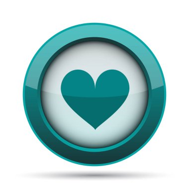 Kalp simgesi. Beyaz arka plan üzerinde Internet düğmesi