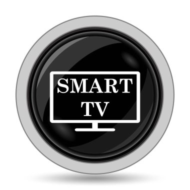 Akıllı tv simgesi. Beyaz arka plan üzerinde Internet düğmesi