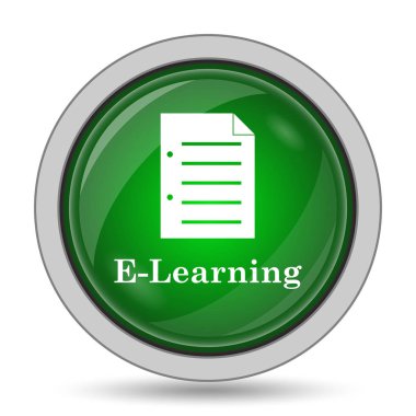 E-öğrenme simgesi. Beyaz arka plan üzerinde Internet düğmesi