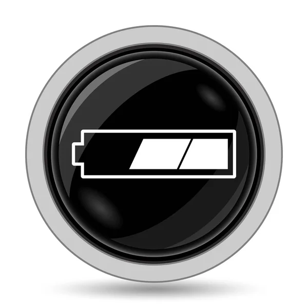 Τρίτα Εικονίδιο Φορτισμένη Μπαταρία Κουμπί Internet Άσπρο Φόντο — Φωτογραφία Αρχείου