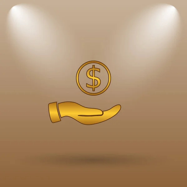 Geld in pictogram van een hand — Stockfoto