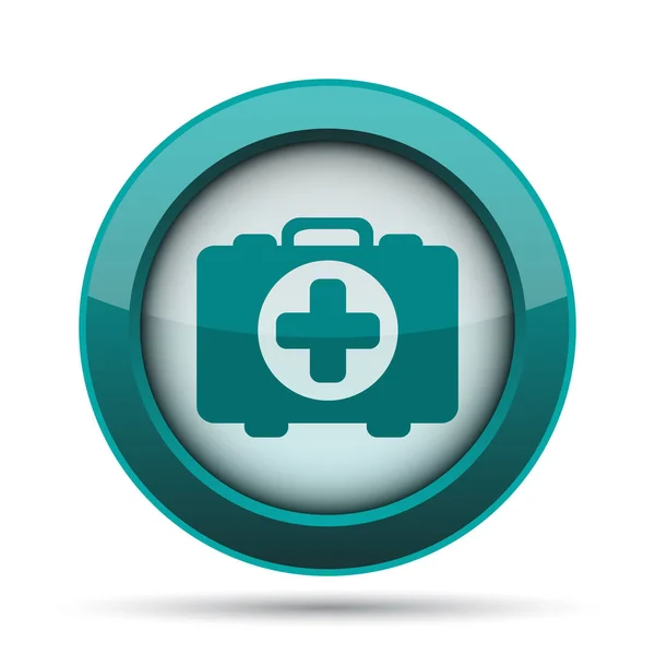 医療バッグ アイコン 白い背景の上のインター ネット ボタン — ストック写真