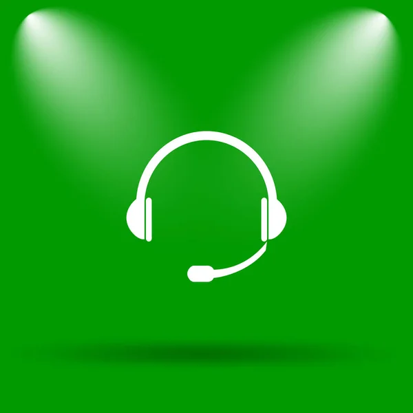 Kulaklık Simgesi Yeşil Renkli Butona Internet — Stok fotoğraf