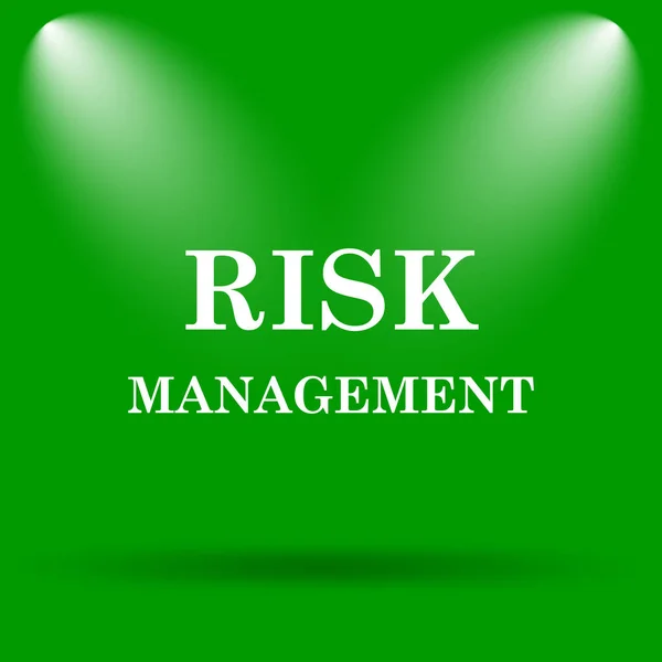 Значок Управления Рисками Кнопка Интернет Зеленом Фоне — стоковое фото
