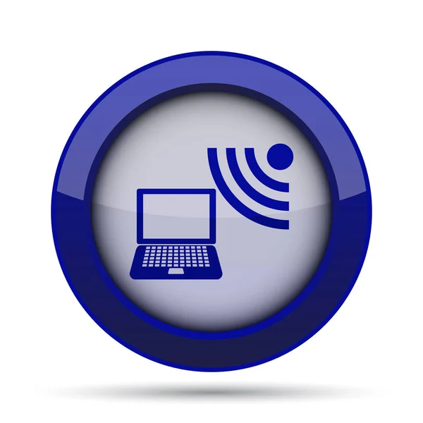 Wireless Laptop Icon Internet Button White Background — Stock Photo, Image