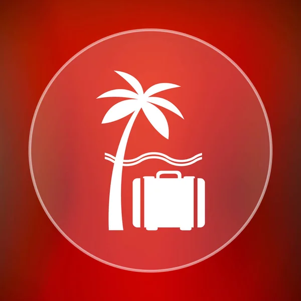 Travel icon. Internet button on red background