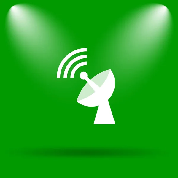 Wireless antenna icon. Internet button on green background