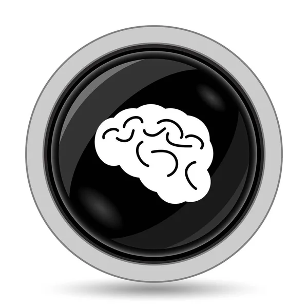 大脑图标 白色背景上的互联网按钮 — 图库照片