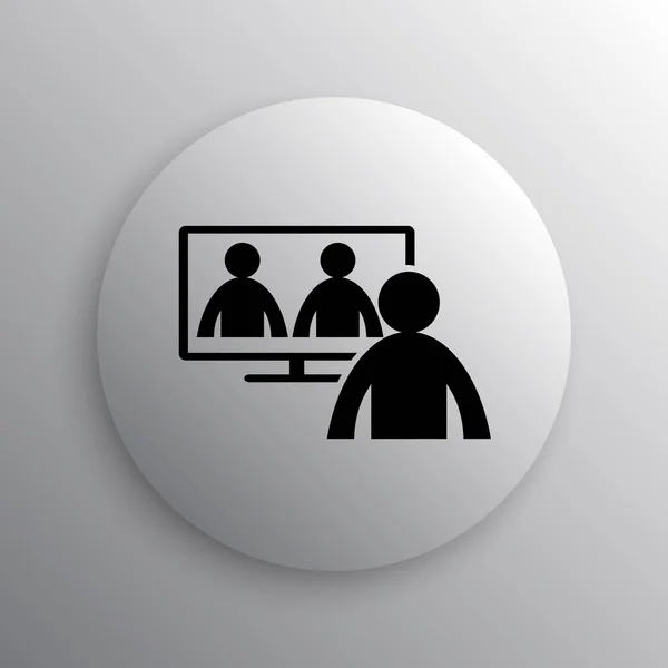 Відео Конференції Піктограма Мережних Зборів Інтернет Кнопки Білому Тлі — стокове фото