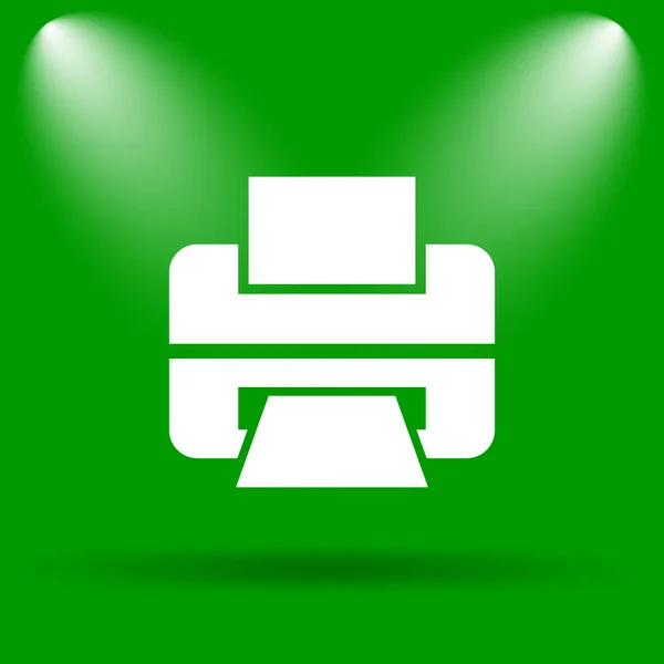 Icono Impresora Botón Internet Sobre Fondo Verde —  Fotos de Stock