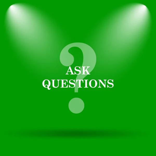 Ask questions icon. Internet button on green background