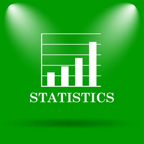 Ícone Estatísticas Botão Internet Fundo Verde — Fotografia de Stock